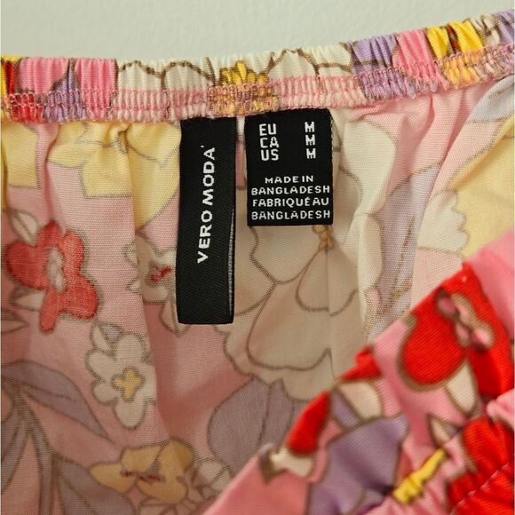 Vero Moda Floral Print Crop Top Pink Multicolor NWOT - Picture 7 of 7